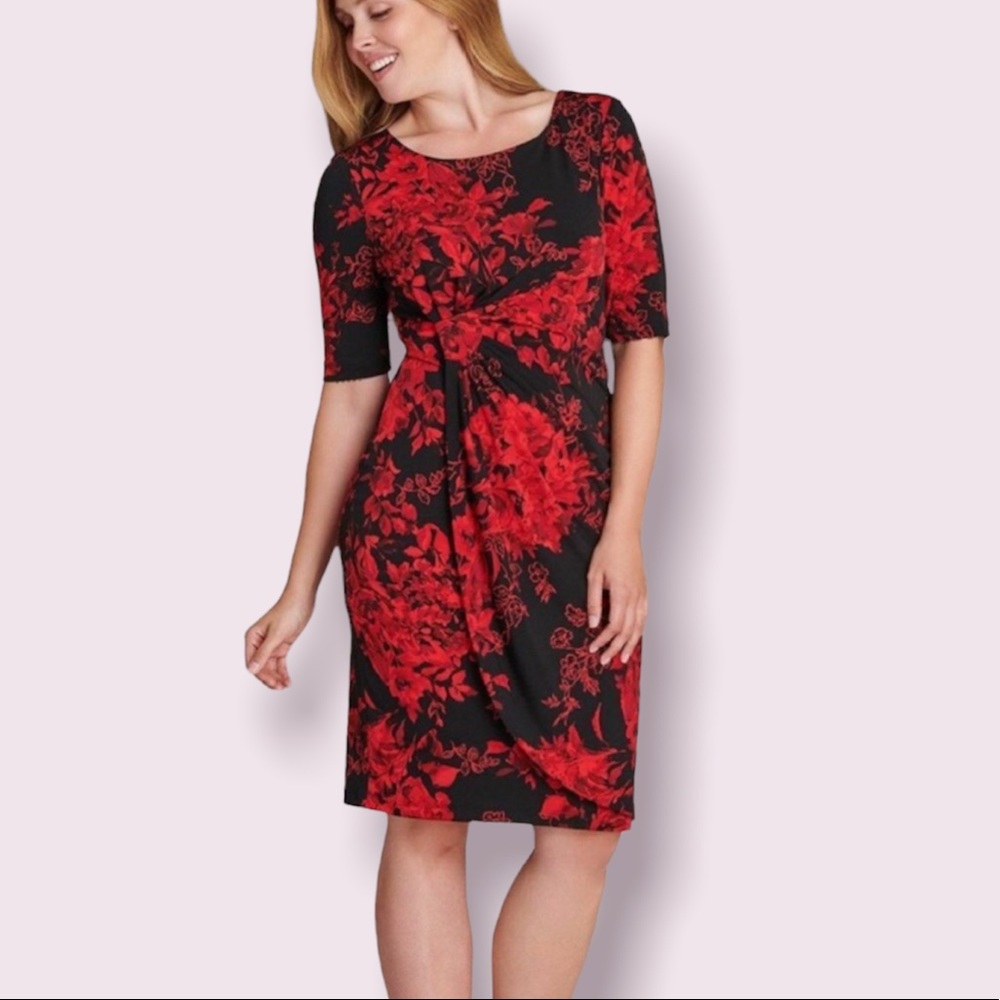 Connected Apparel Lisa red floral dress